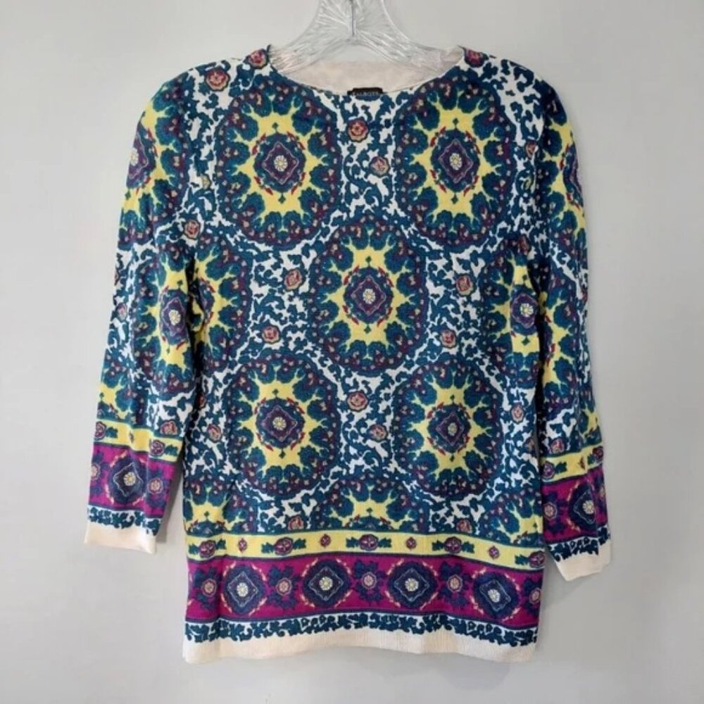 Talbots Pure Merino Wool 3/4 sleeve pullover sweater Large Petite cozy luxury